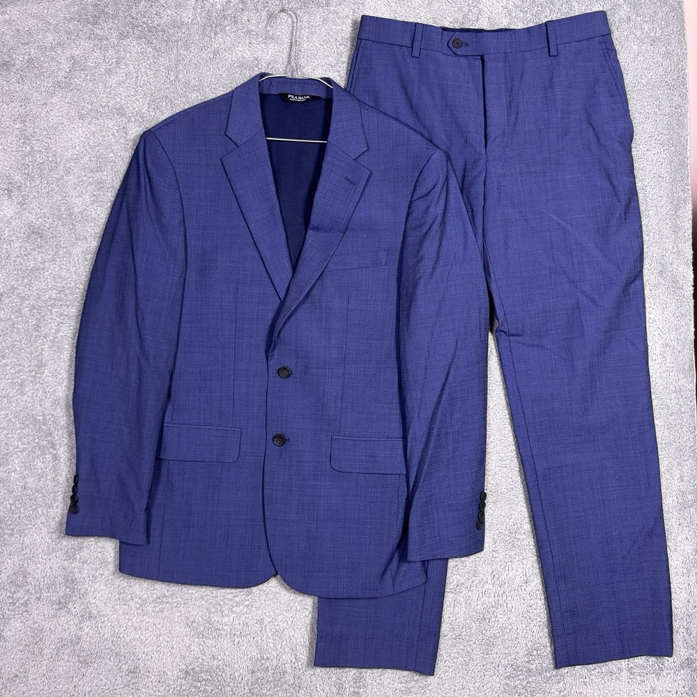 Jos A Bank Suit Mens 40R 30x30 Travel Tech Traveler Slim 2 Piece Set